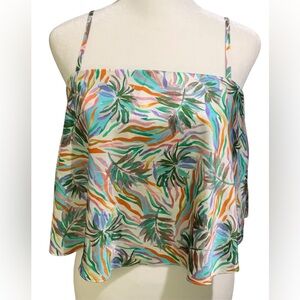 Entro Tropical Print Satin Crop Top